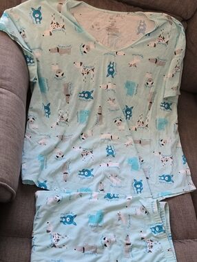 Secret Treasures Mint Blue Animal Print Pajama Set